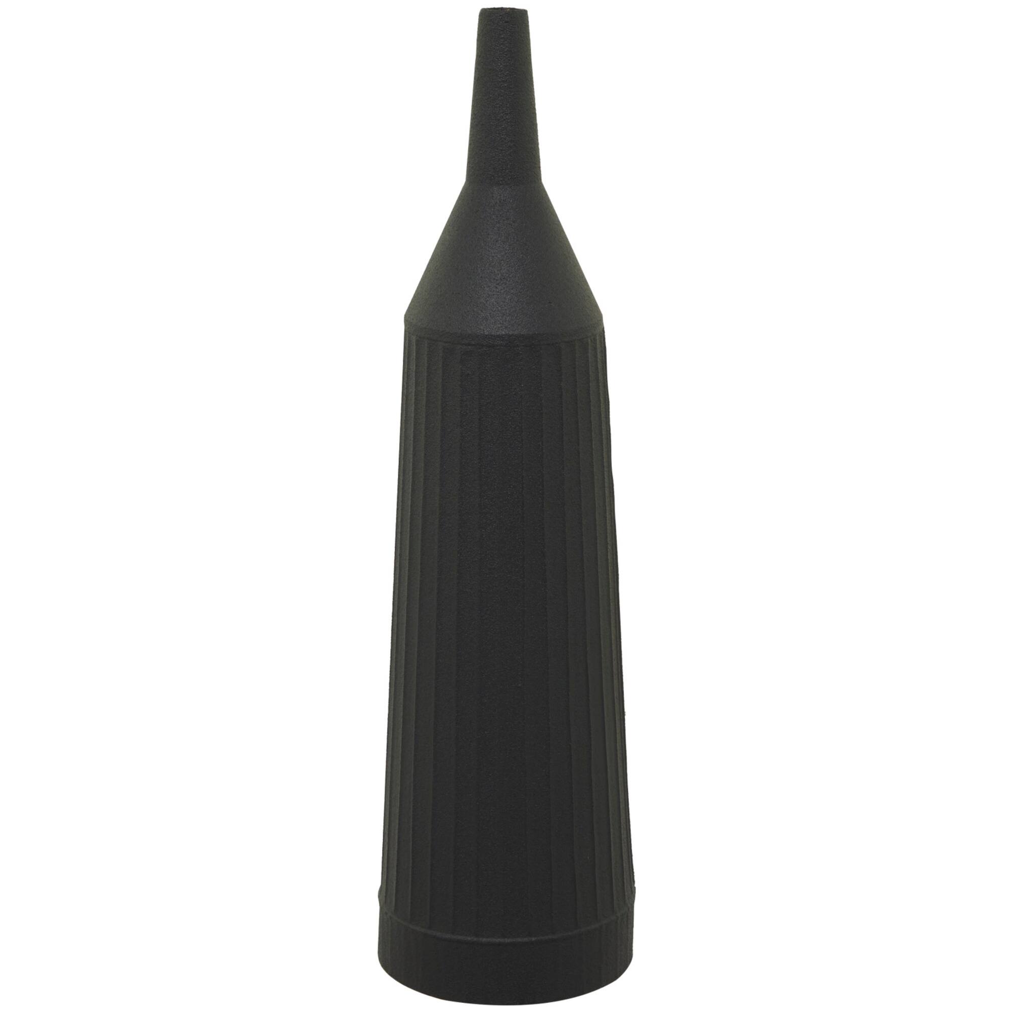 Black Metal Grooved Vase 8" x 8" x 30"